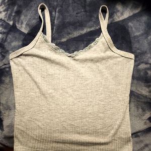 Gray tank with lace